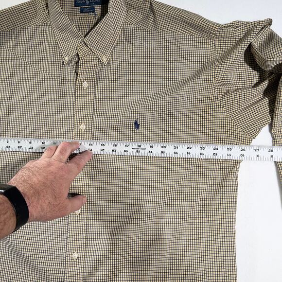 Ralph Lauren Button Shirt Blake Cut Men's XL Yellow & Navy Check Business Casual - Picture 6 of 9